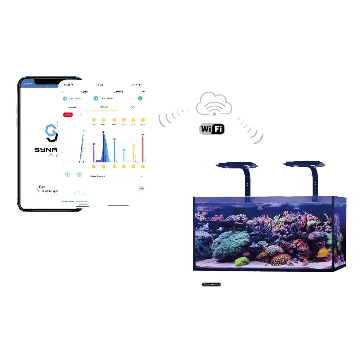 Luminária LED 63W Maxspect MJ-L260 Blue Aquário 60cm Luz Azul Corais - Imagem 2